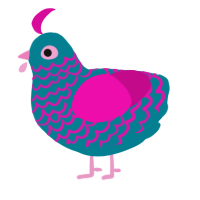 A sea and fuchsia chicken with a lace pattern