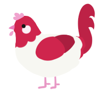 A white and crimson chicken with a head pattern