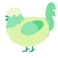 A apple and spring chicken with a head pattern