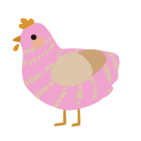 A pink and beige chicken with a bar pattern
