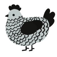A silver and black chicken with a lace pattern
