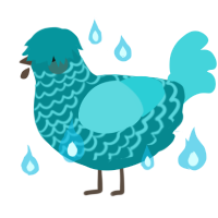 A teal and aqua chicken with a lace pattern