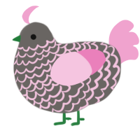 A grey and pink chicken with a lace pattern