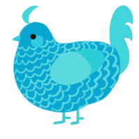 A cerulean and aqua chicken with a lace pattern