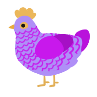 A lilac and amethyst chicken with a lace pattern