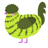 A lime and olive chicken with a bar pattern