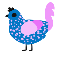 A sapphire and lavender chicken with a speckle pattern