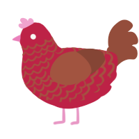 A crimson and russet chicken with a lace pattern