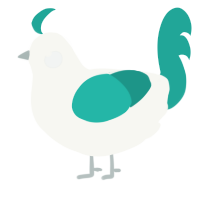 A white and turquoise chicken