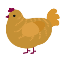 A gold and orange chicken with a half-bar pattern