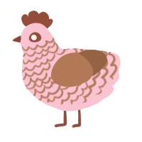 A rose and brown chicken with a lace pattern