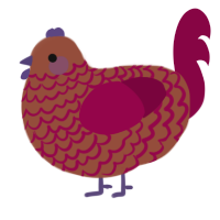 A russet and maroon chicken with a lace pattern