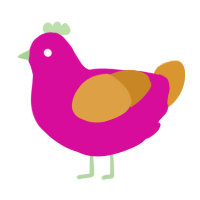 A fuchsia and orange chicken