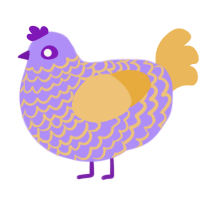 A lilac and honey chicken with a lace pattern