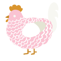 A rose and white chicken with a lace pattern