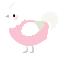 A rose and white chicken with a head pattern