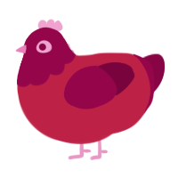 Cherry Bomb, a crimson and maroon chicken with a head pattern