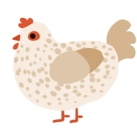 A cream and beige chicken with a speckle pattern