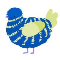 A ultramarine and lemon chicken with a bar pattern