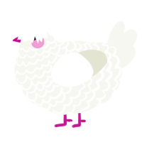 A white chicken with a lace pattern