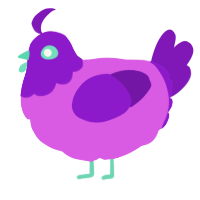 A orchid and violet chicken with a head pattern