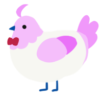 A white and lavender chicken with a head pattern
