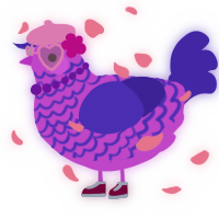 A orchid and indigo chicken with a lace pattern