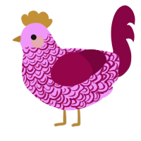 A lavender and maroon chicken with a double-lace pattern