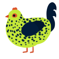 A lime and tumblr chicken with a speckle pattern