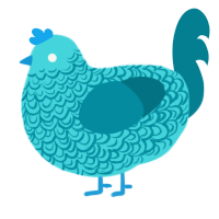 A aqua and sea chicken with a double-lace pattern