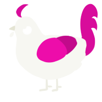 A white and fuchsia chicken