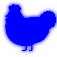 A ultramarine chicken with a head pattern
