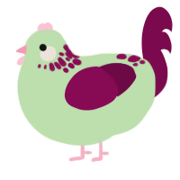A gluppy and wine chicken with a neck-speckle pattern