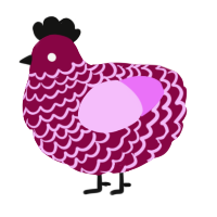 A maroon and lavender chicken with a lace pattern