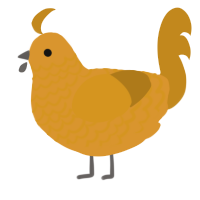 A orange and ochre chicken with a lace pattern
