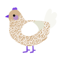 A beige and white chicken with a double-lace pattern