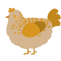 honeybun, a beige and ochre chicken with a half-lace pattern