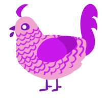 A pink and amethyst chicken with a lace pattern