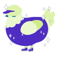 A indigo and apple chicken with a head pattern