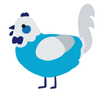 A cerulean and mist chicken with a head pattern