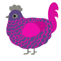 A overcast and fuchsia chicken with a lace pattern
