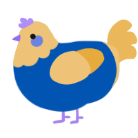 A ultramarine and honey chicken with a head pattern