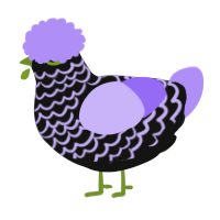 A black and lilac chicken with a lace pattern