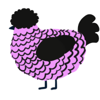 A lavender and black chicken with a lace pattern