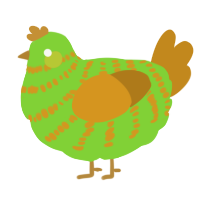 A grass and ochre chicken with a bar pattern