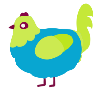 A cerulean and lime chicken with a head pattern