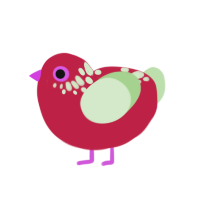 A crimson and gluppy chicken with a neck-speckle pattern