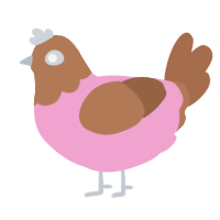 A pink and brown chicken with a head pattern