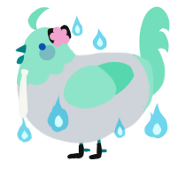 A mist and mint chicken with a head pattern