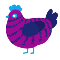 A plum and navy chicken with a bar pattern